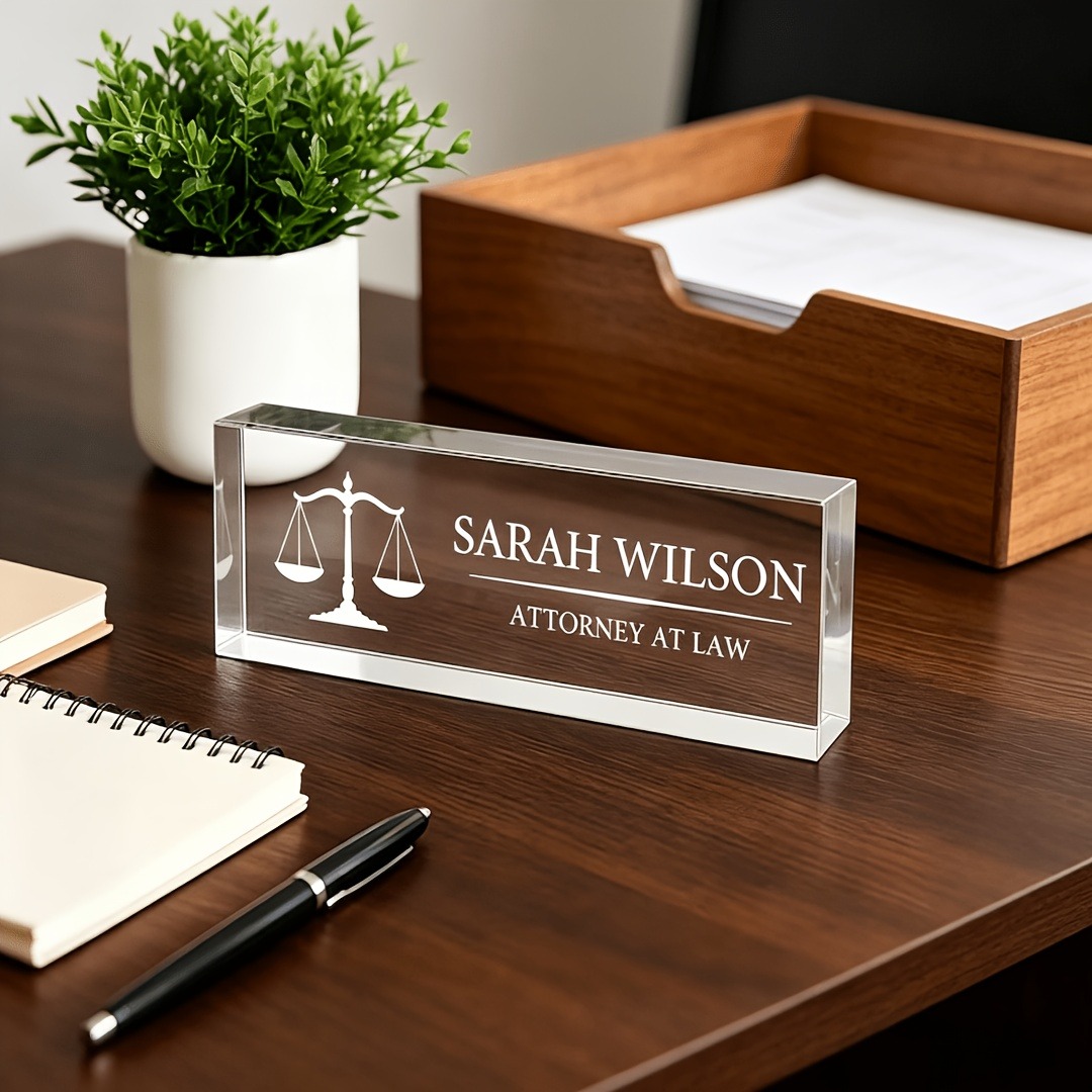 Desk Name Plate - Personalisiertes Acryl-Schreibtisch-Namensschild für Anwälte und Richter,