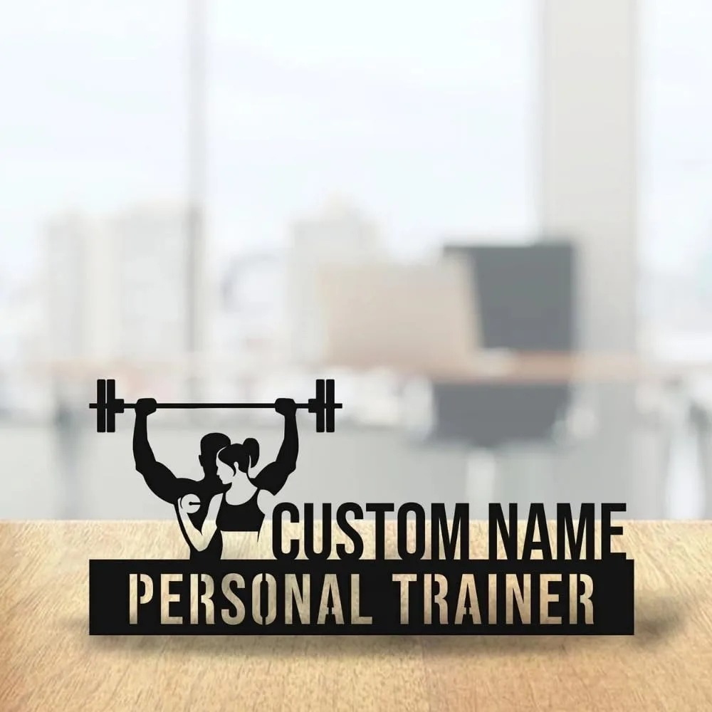 Desk Name Plate - Personalisiertes Graviertes Metall-Namensschild für Personaltrainer Premium