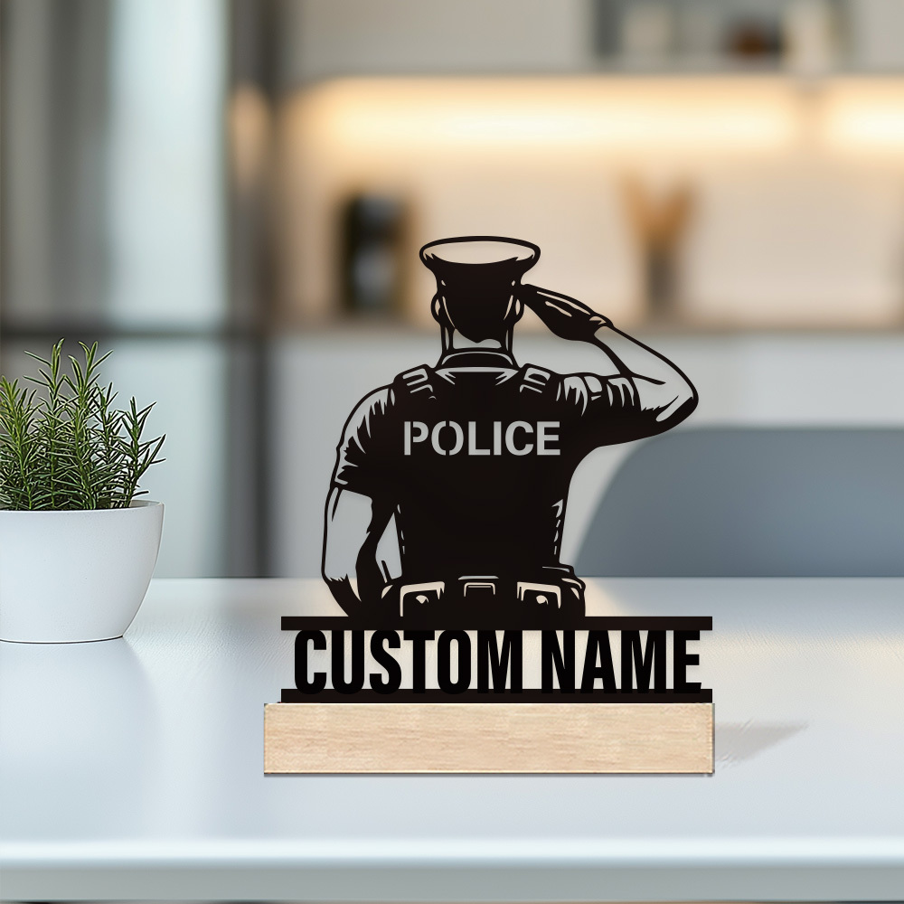 Desk Name Plate - Personalisiertes Metall-Polizeiabzeichen, Individuelles Namensschild, Dekoration im