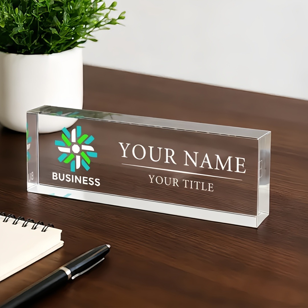 Desk Name Plate - 2D Flaches Personalisiertes Acryl-Schreibtischschild Rosa Rosen