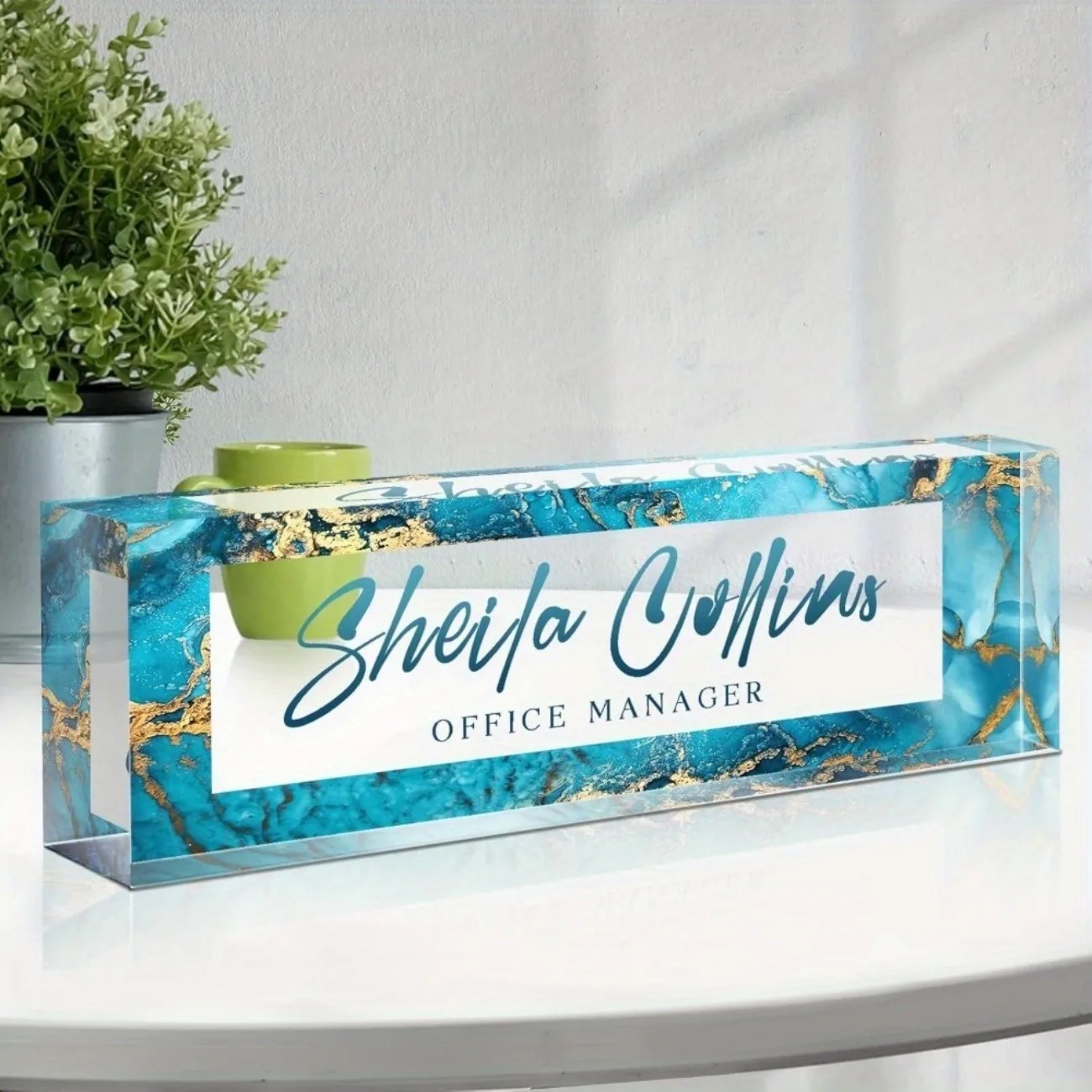 Desk Name Plate - [2D Flach] Lustiges, individuelles Acryl-Schreibtischnamensschild, personalisierte