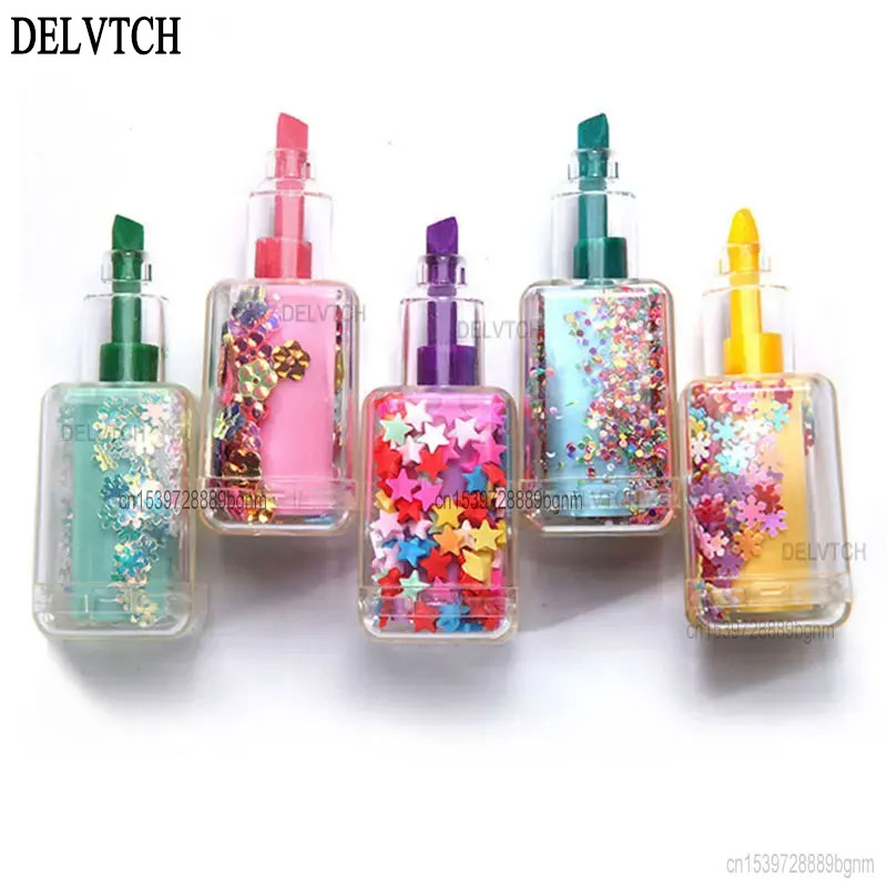 Highlighter Set Pastel - 5Pcs Set Mini Pailletten Nagellack Flasche