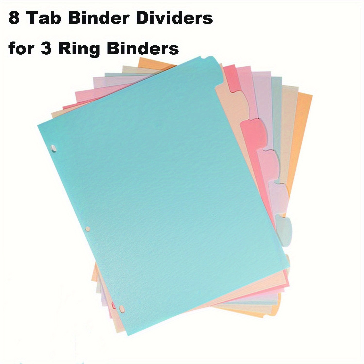 Index Tab Divider - 8 Registerblätter für 3-Ring-Ordner, mehrfarbige Registerblätter,